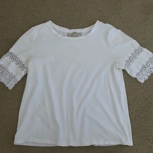 Loft white short sleeve dressy t-shirt size small